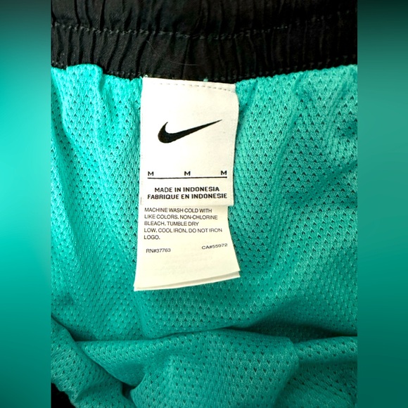 “NIKE” Core Contend 8” Inseam Light Teal - Black &White Stripes Swim Sho… - Picture 6 of 8